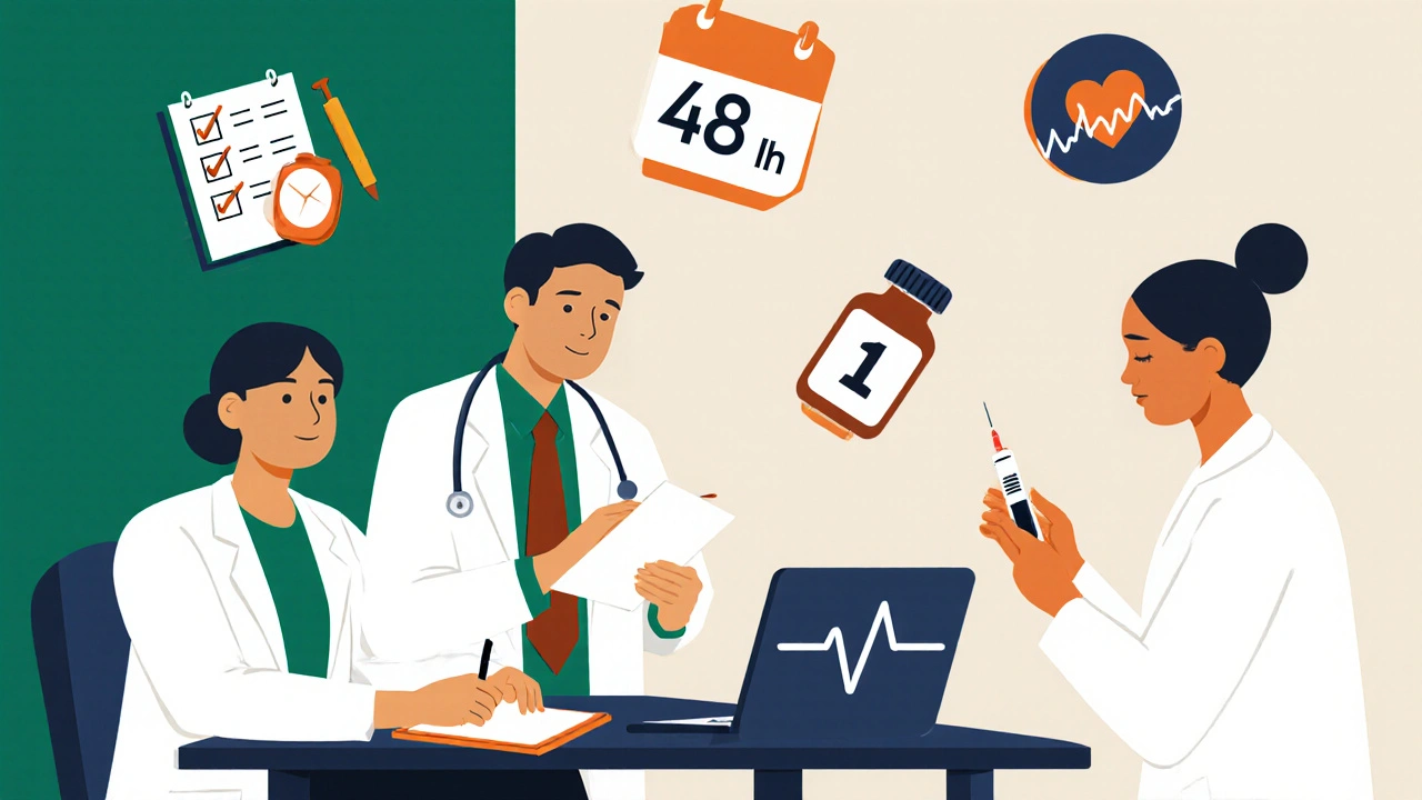 Patient with doctor and allergist surrounded by medication and test icons.