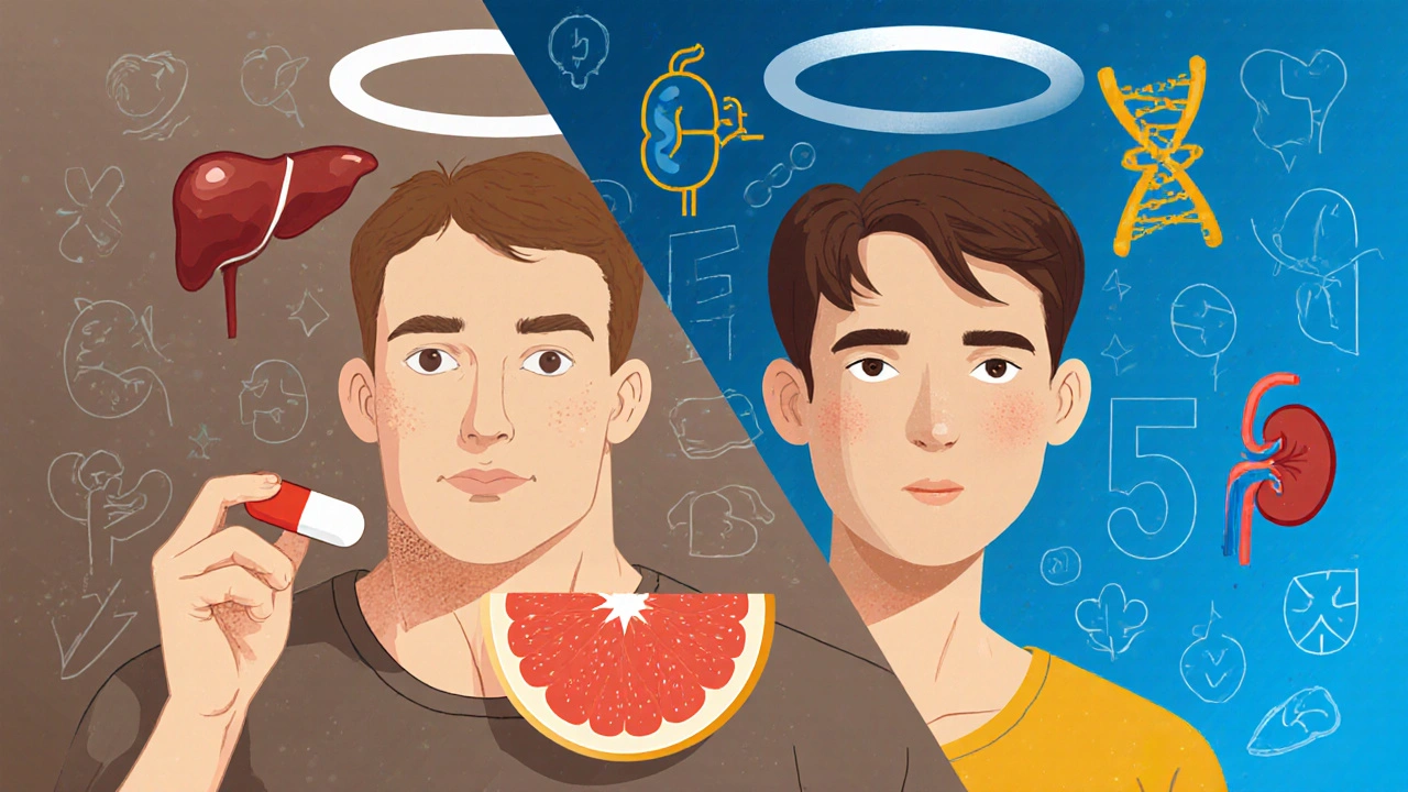 Two patients: one with weak cholesterol reduction and grapefruit, another with strong reduction and medical halo.