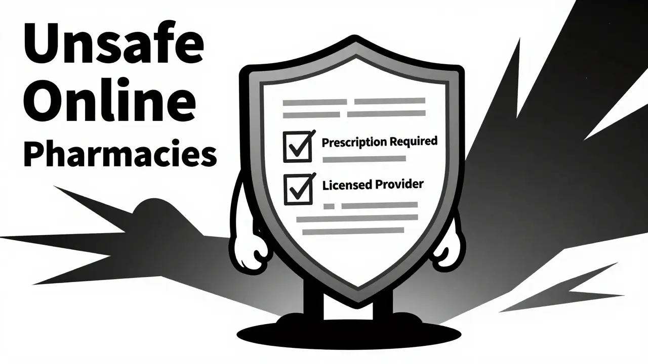 Graphic representation of safe online pharmacy practices