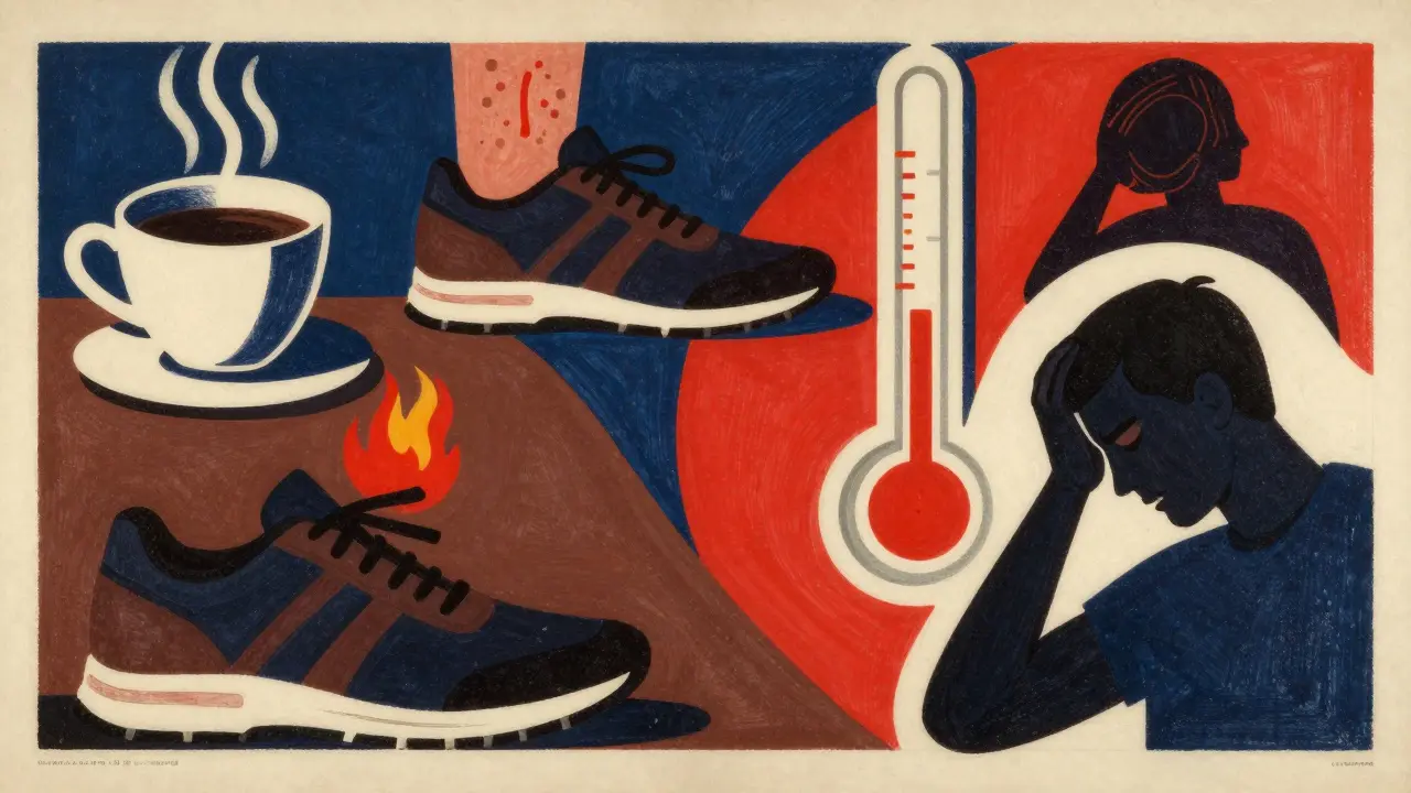 Abstract illustration of heat triggers like exercise and stress