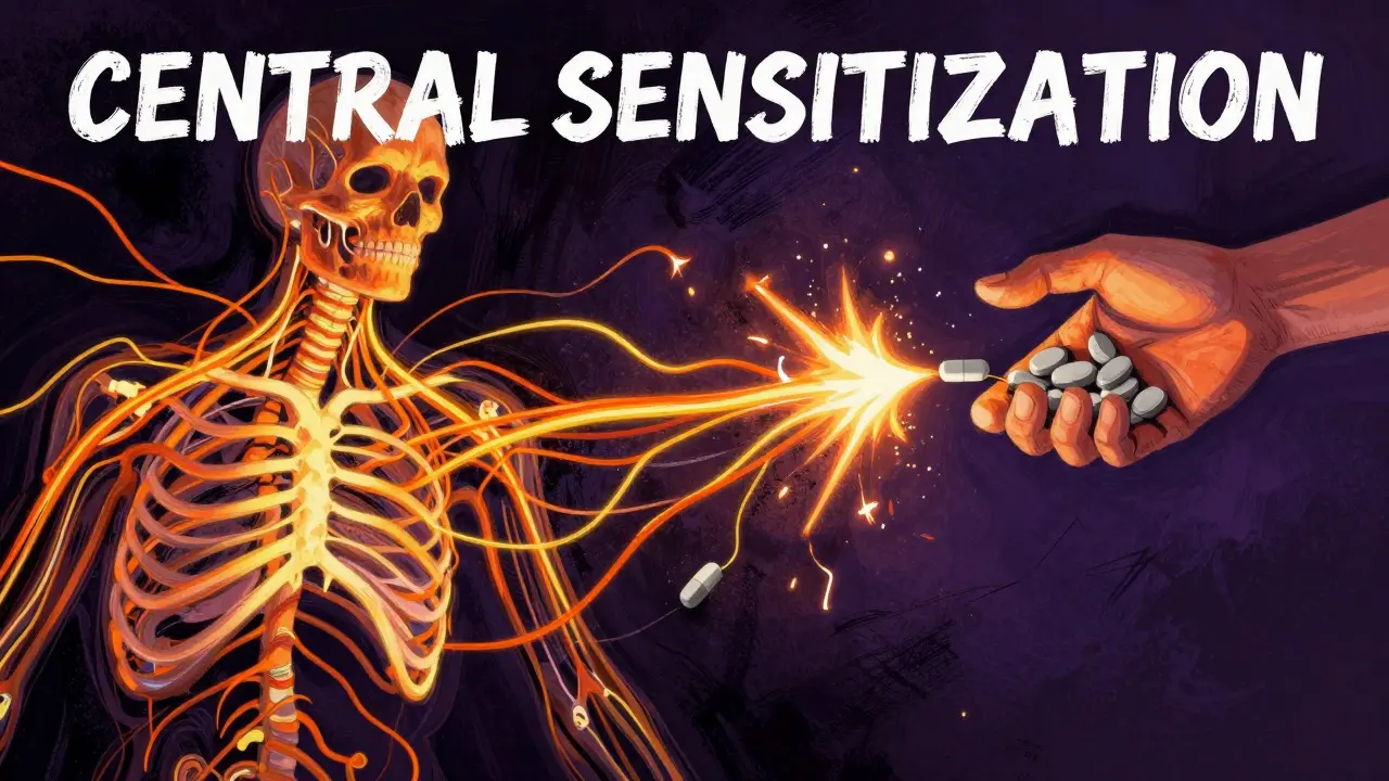 Abstract tangled nerves sparking as pills are removed, showing the chaos of withdrawal symptoms.