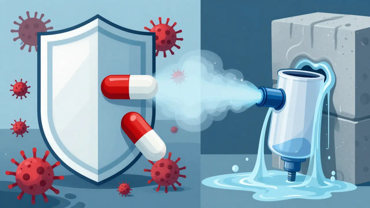 Conceptual art of antibiotics and saline mist