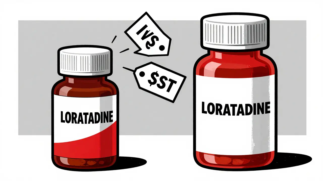 Generic vs brand name medication comparison showing cost savings